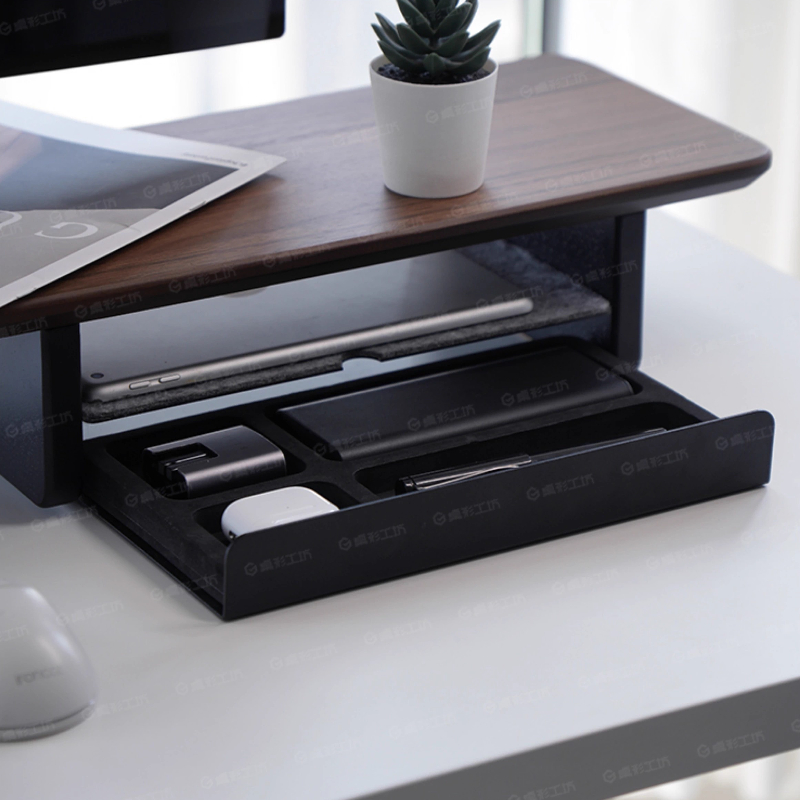 Desk Setup Home Office - Rak Monitor dengan Laci Penyimpanan, Organizer