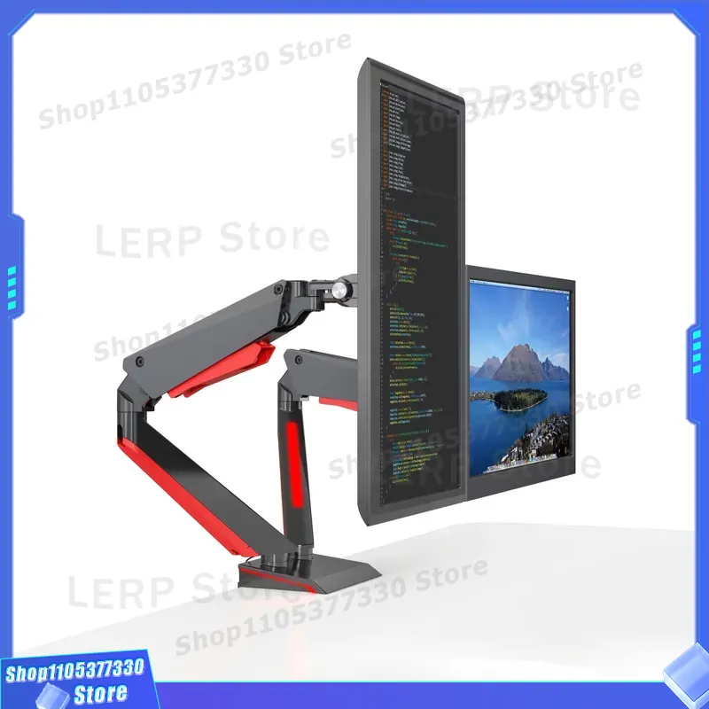 Desk Setup With Monitor Arm - Penyangga Monitor Ganda Aluminium 15 hingga