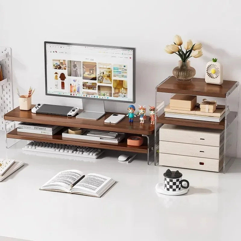 Monitor Riser Wood - Braket Tinggi Tampilan Akrilik Layar Kantor