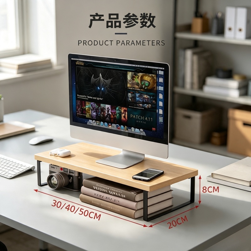 Monitor Riser Wood - Penyangga Monitor Desktop yang Ditinggikan, Penyimpanan