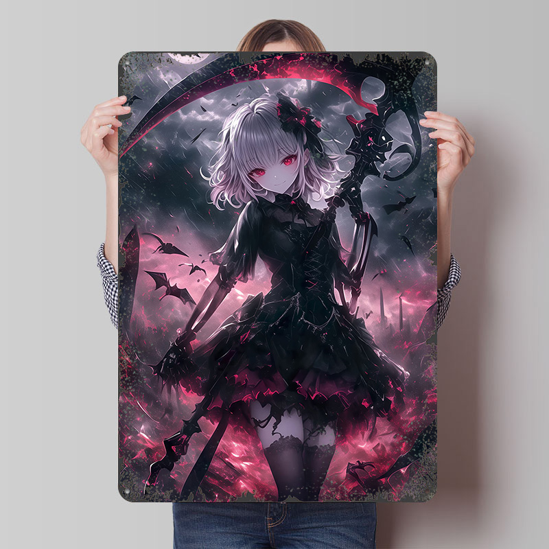 Desk Setup Poster - Poster Gadis Grim Reaper Setan, Seni