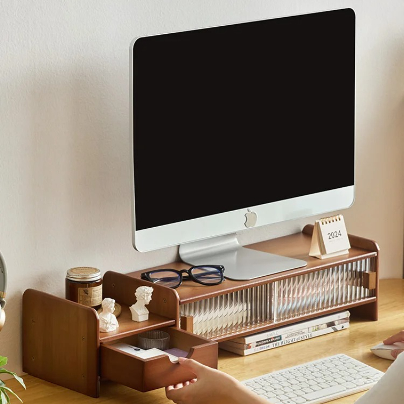 Monitor Riser Wood - ‌ Dudukan Monitor dengan Laci -