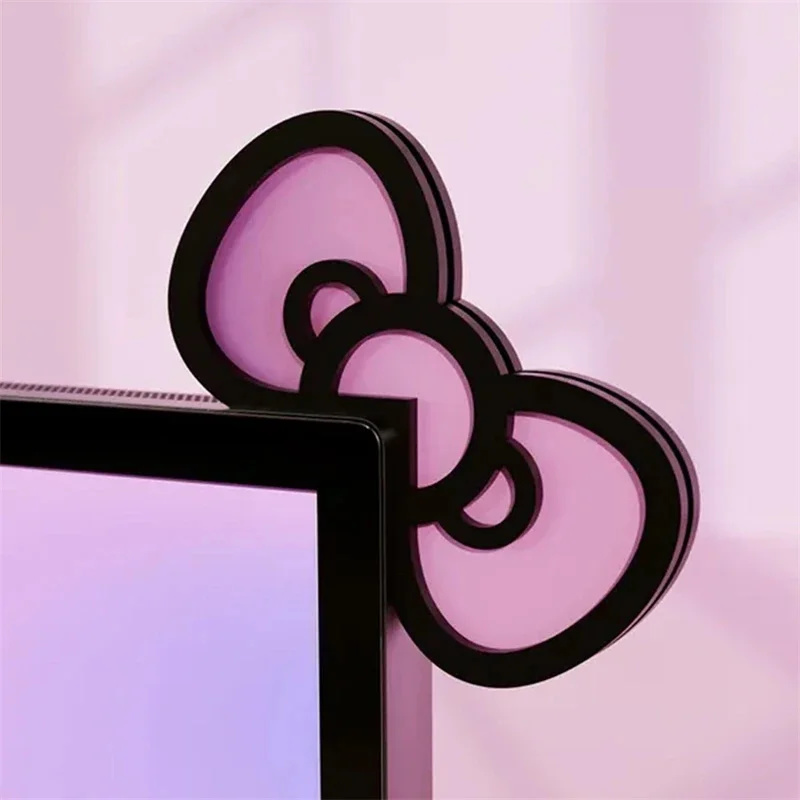 Desk Setup Home Office - Dekorasi Monitor Akrilik Pink Kawaii Bentuk
