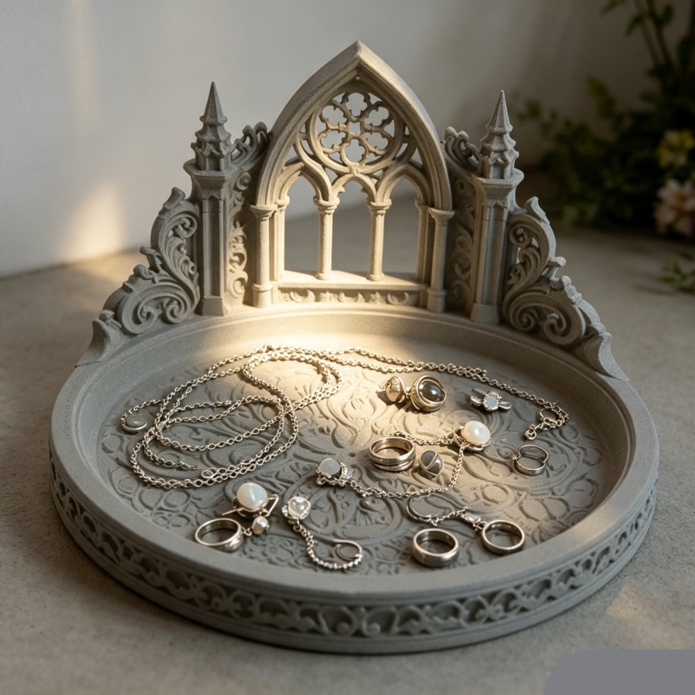 Desk Setup Ideas - Nampan Perhiasan Lengkung Katedral Gotik Putih