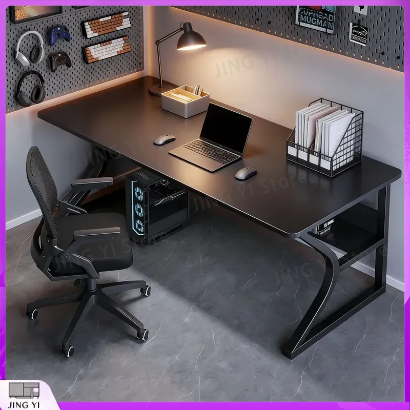 Meja Gaming Hitam untuk Pengat - Desk Setup Black And Wood ulasan dan harga