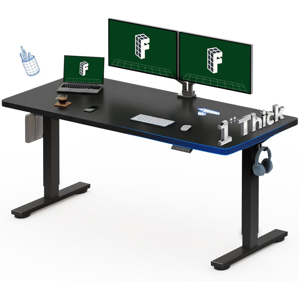 Meja Kerja Elektrik Satu Bagia - Desk Setup Black And Wood ulasan dan harga