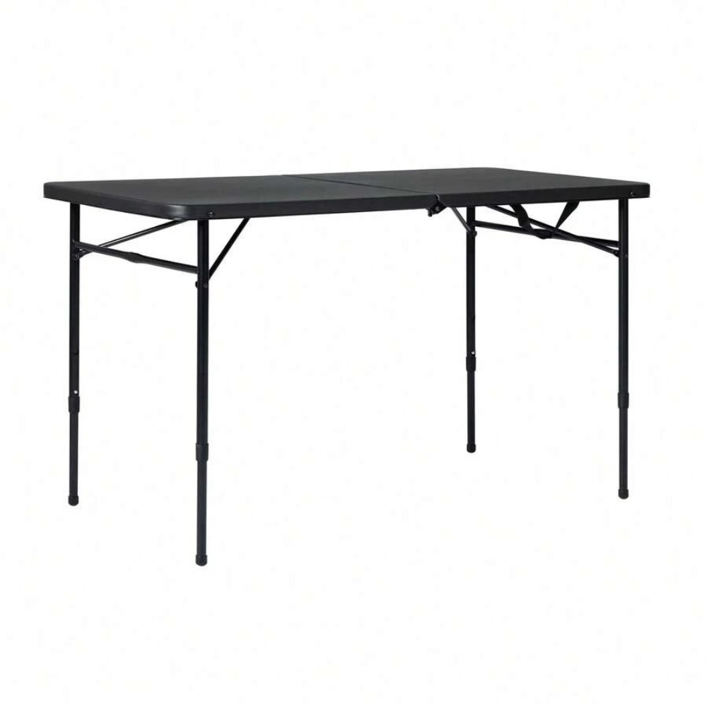 Meja Lipat 4 Kaki yang Dapat D - Desk Setup Black And Wood ulasan dan harga