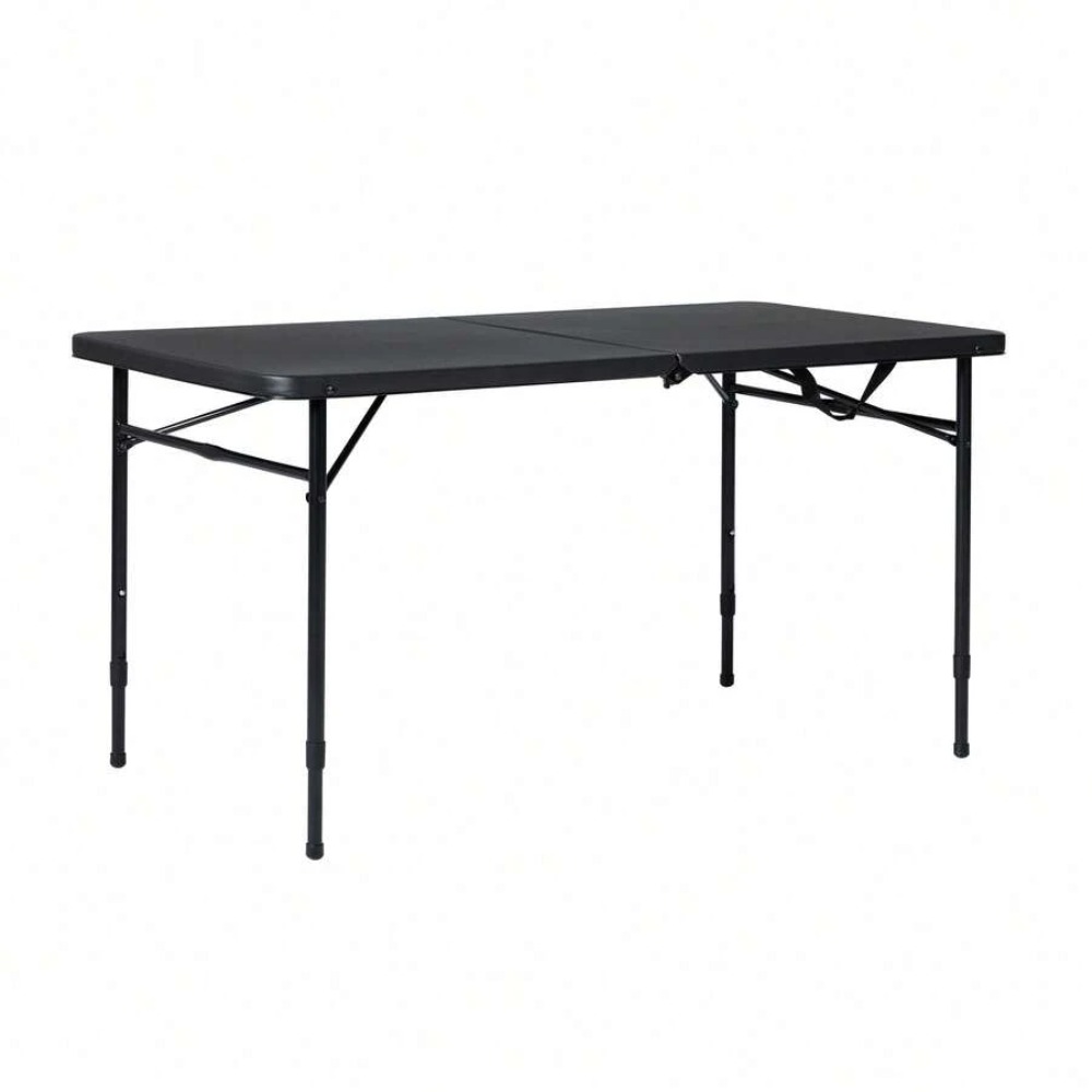 Meja Lipat 4 Kaki yang Dapat D - Desk Setup Black And Wood ulasan dan harga