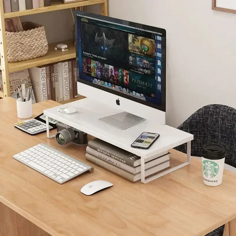 Dudukan Monitor Kreatif dengan - Monitor Riser Wood ulasan dan harga